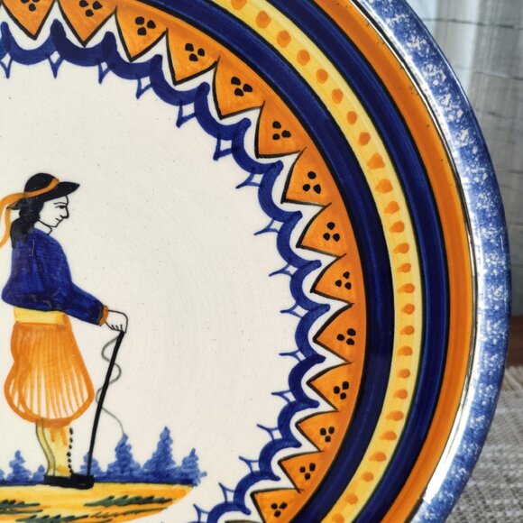 Henriot Quimper Faience VTG Platter French Ceramic Hand Painted Signed 11.5" - Picture 3 of 6